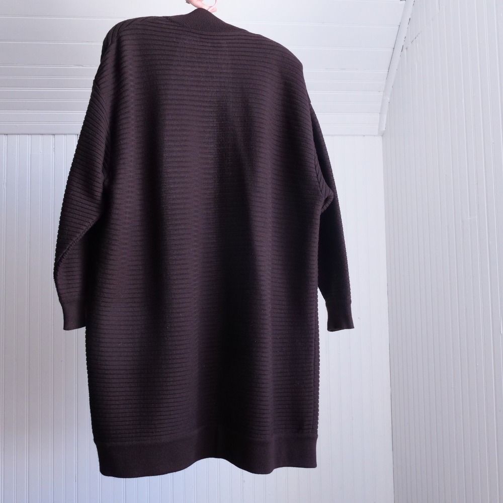 Drop dead gorgeous 1990s Donna Karan cocoa brown ribbed knit longline cardigan - Picture 8 of 8